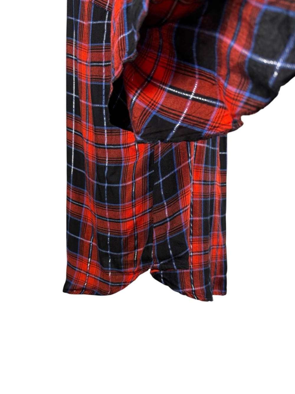 EST. 1946 Red Plaid Ruffle Sleeve Button Down Blouse Fall Chic Size L - Picture 9 of 13